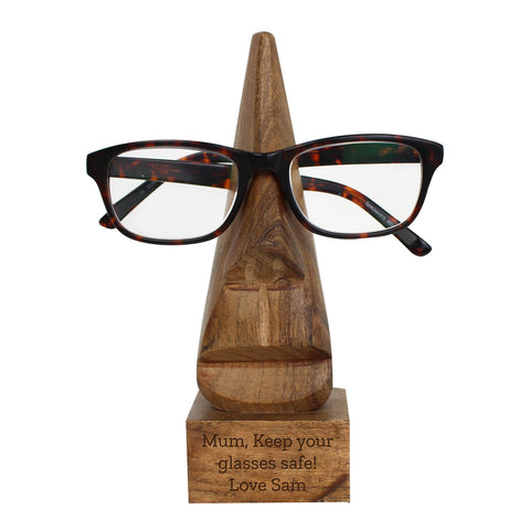 Personalised Wooden Nose Shaped Glasses Holder