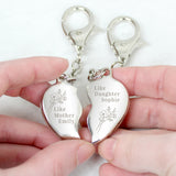 Custom Mother and Daughter Two Hearts Keyring