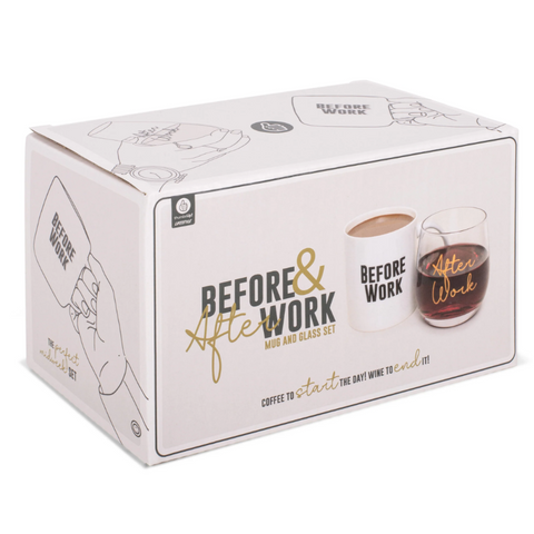 Before and After Work Coffee Mug and Wine Glass Gift Set
