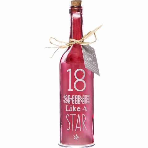 Light Up LED 18th Birthday Glass Starlight Bottle Gift