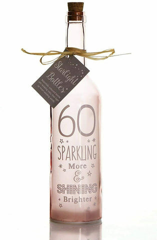 Light Up LED 60th Birthday Starlight Decorative Bottle Gift
